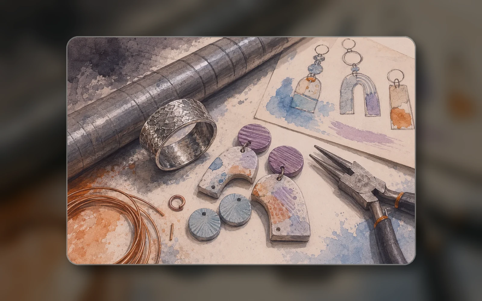 Representative polymer clay jewelry and earring detail