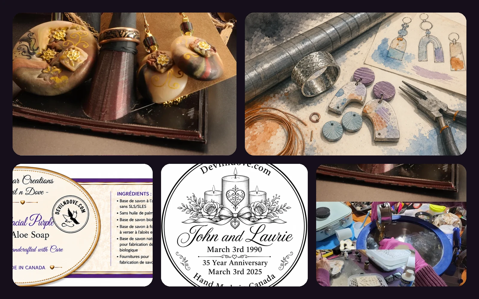 Devil n Dove handmade, vintage, soap, candle, and jewelry collection